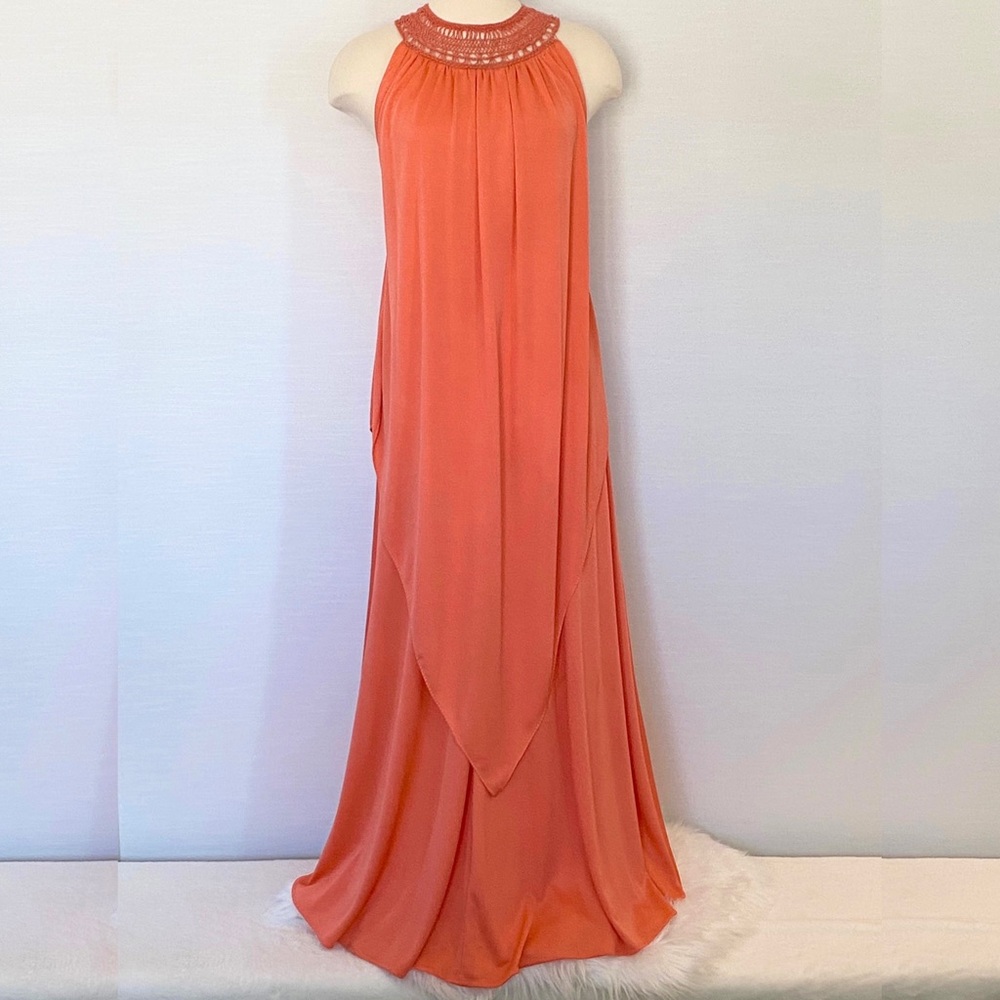 Vintage I.Magnin 70s Grecian Goddess Flowy Maxi Gown Halter Slip Dress Kaftan - Picture 5 of 11